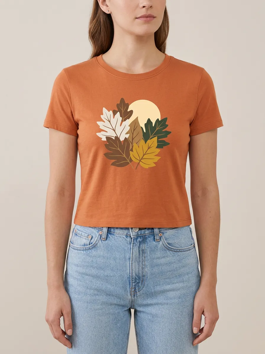 Foliage Sun Printed Women's Graphic T-Shirt