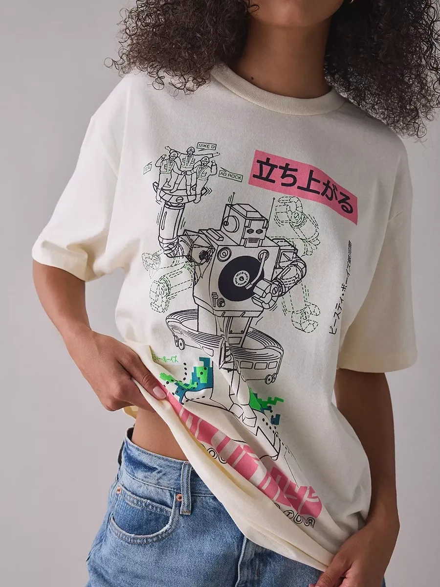 Loose T-Shirt With Robot Print For Women