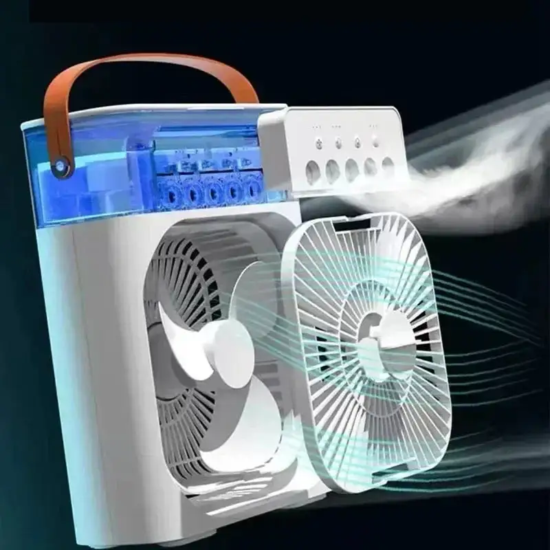 🌬️Here comes the multifunctional cooling wonder! Water mist fan + humidifier + LED night light ✨. The portable air - conditioner cools your home in an instant ❄️