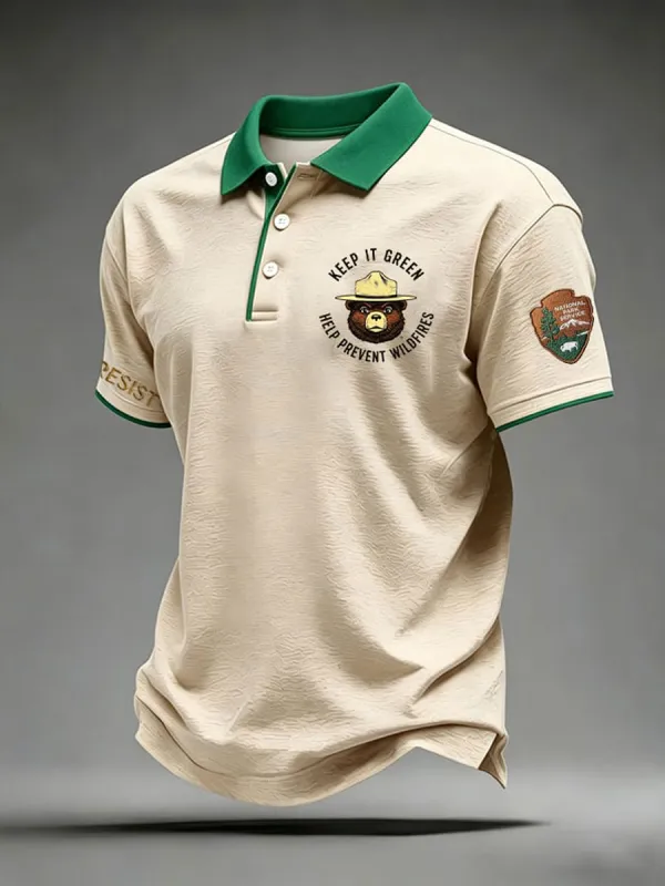 Men'S Resist Bear Print Polo Shirt