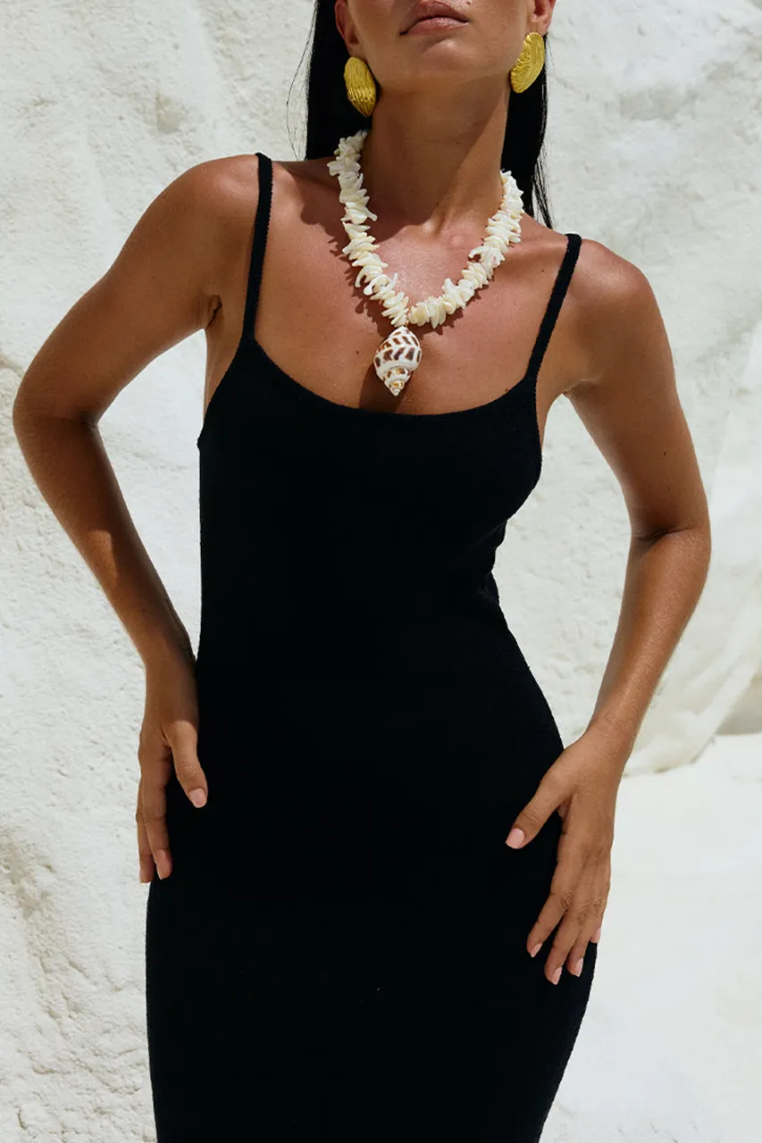 Strapless Fitted Knit Midi Dress