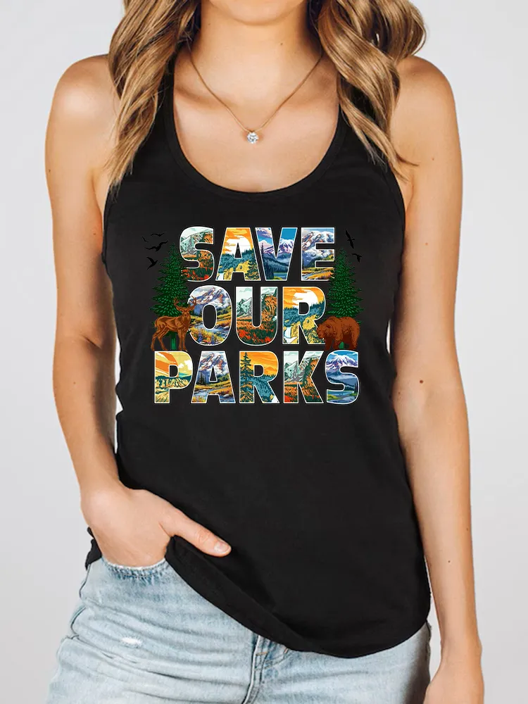 Women's Save Our National Parks Round-Necked Sleeveless Vest