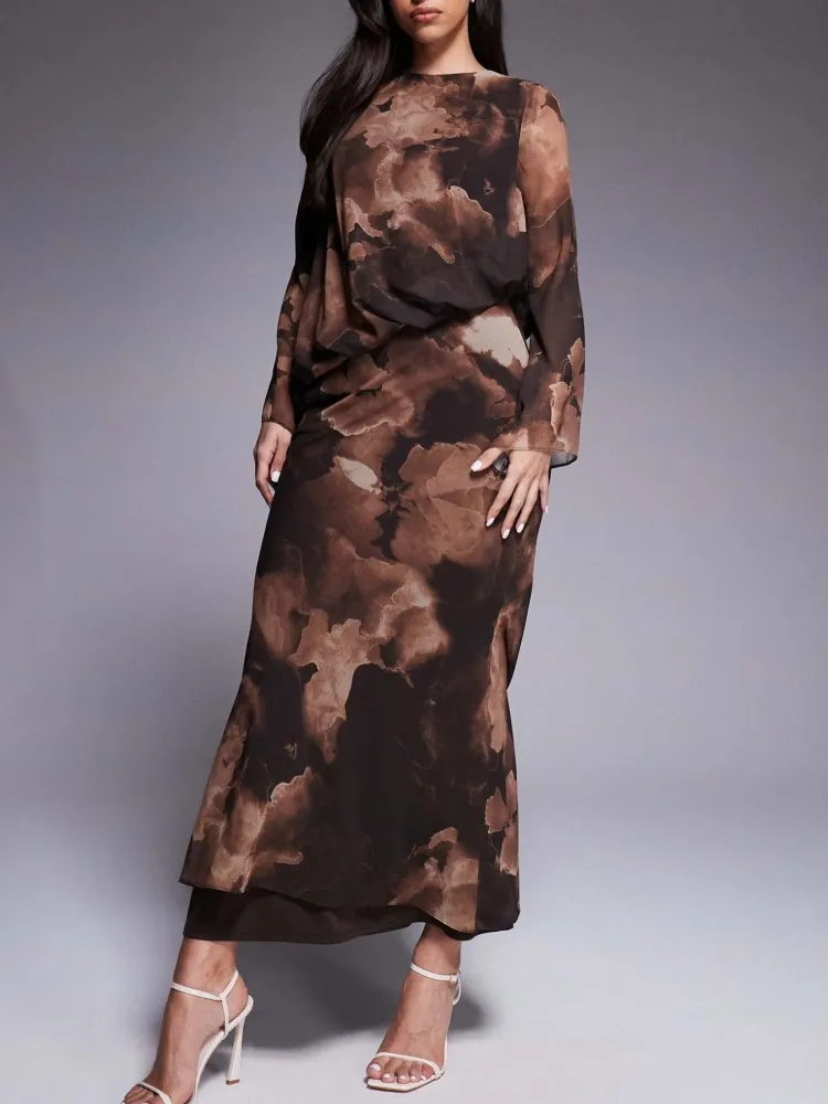 Floral Round Neck Maxi Dress