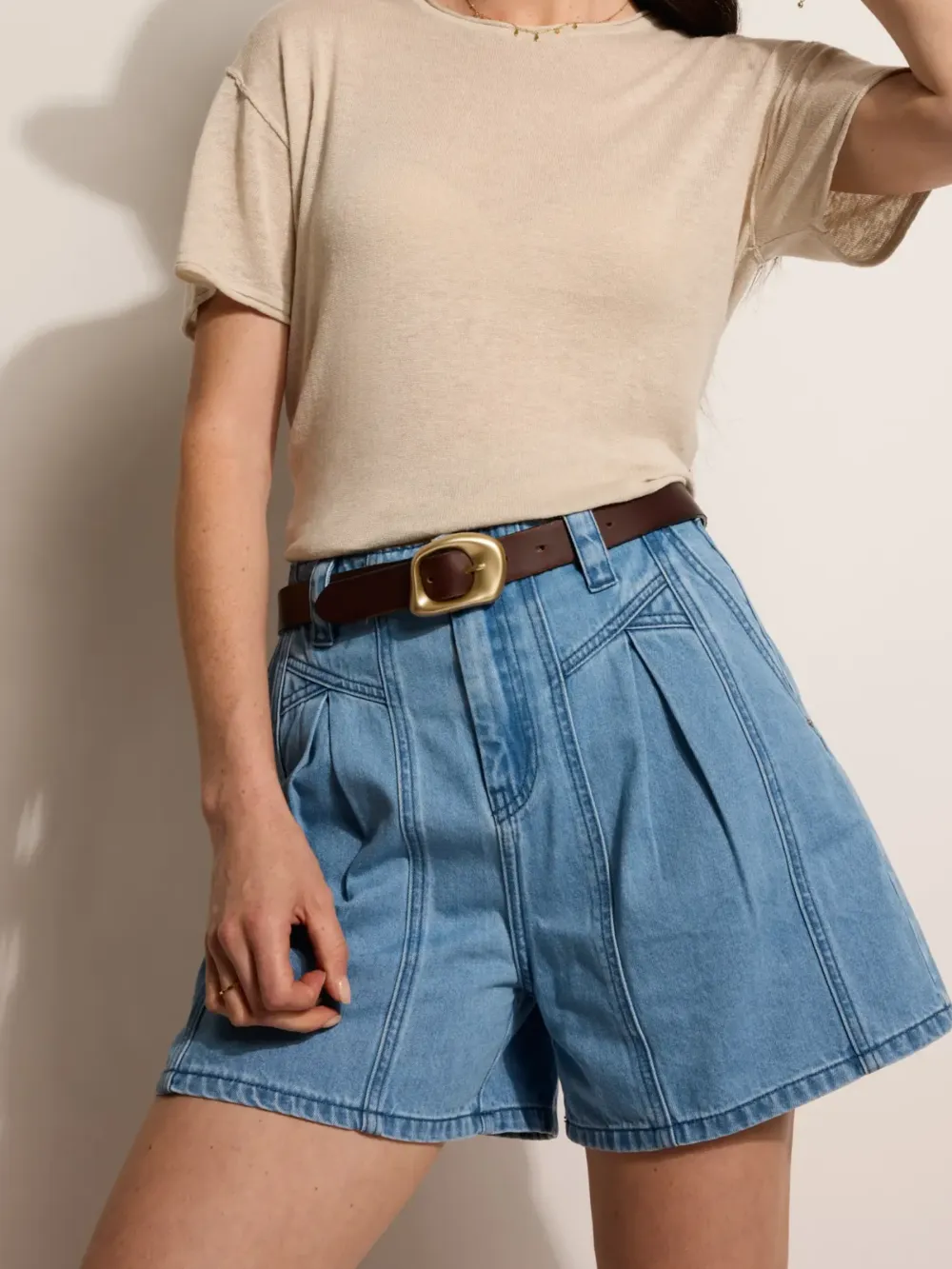 Mid Wash Denim Shorts