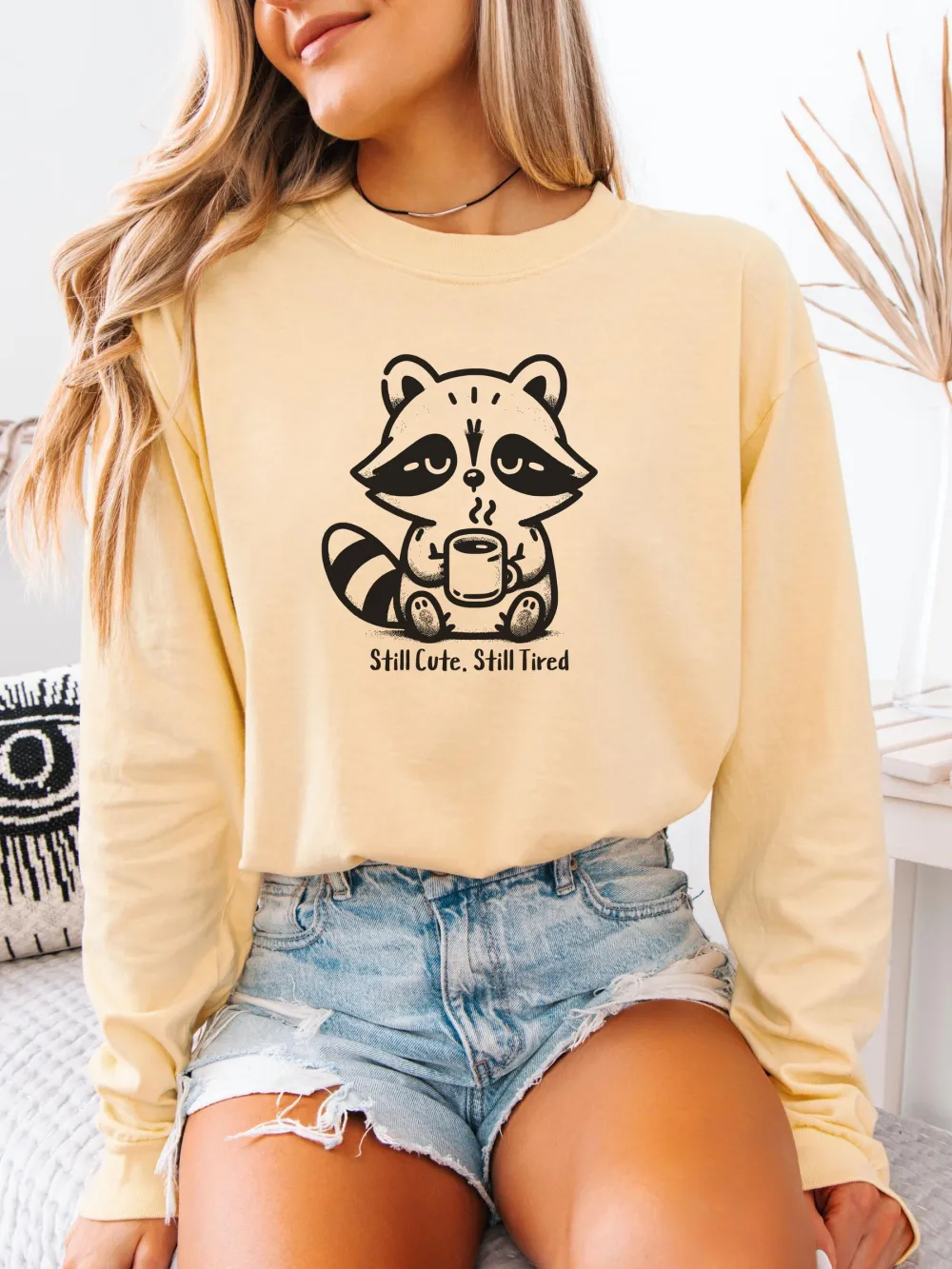 Raccoon Print Round Neck T-Shirt