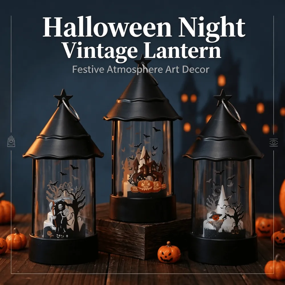 Halloween Handheld Castle Lantern Pendant Electronic Candle Lamp