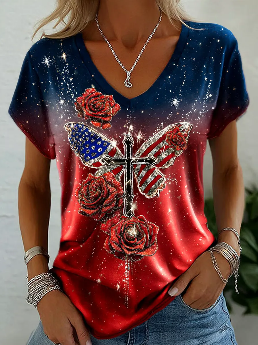 Women's Vintage Faith American Founding 250th Anniversary Short-Sleeved T-Shirt