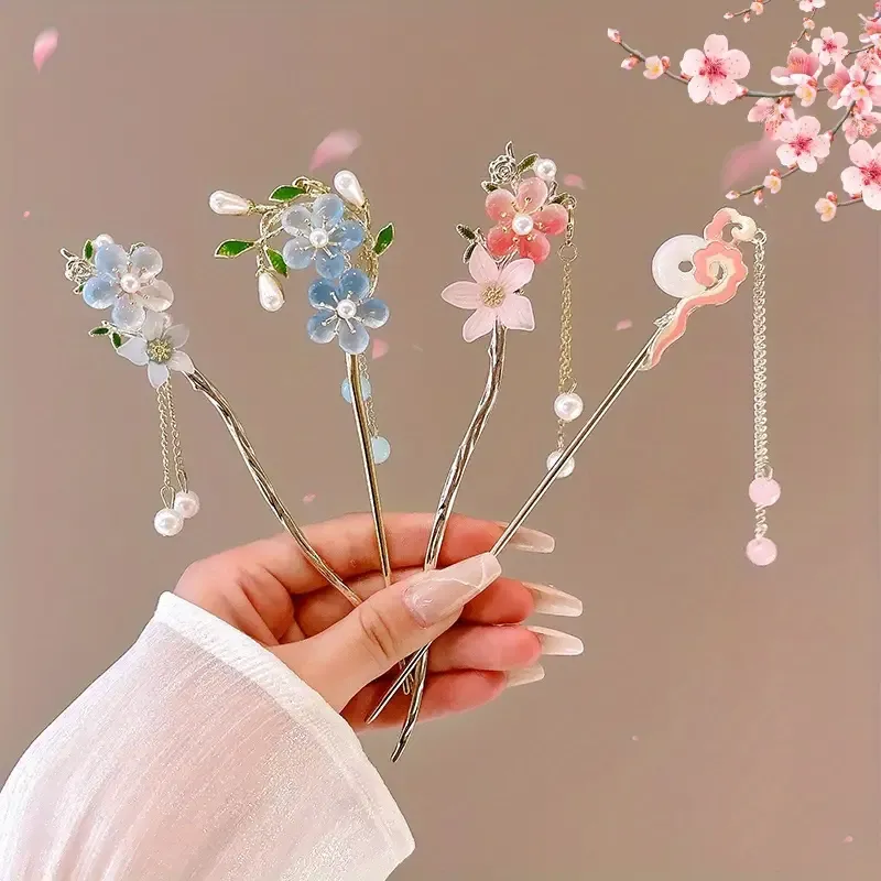 Casual Style Pink Tassel Hairpins for Women