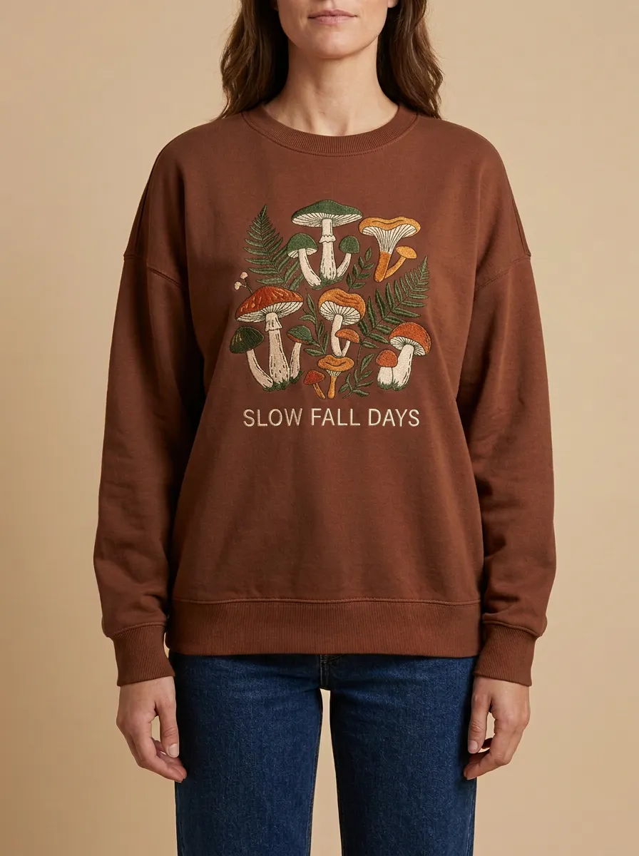 Mushroom Fern Printed Women's Graphic Sweatshirt