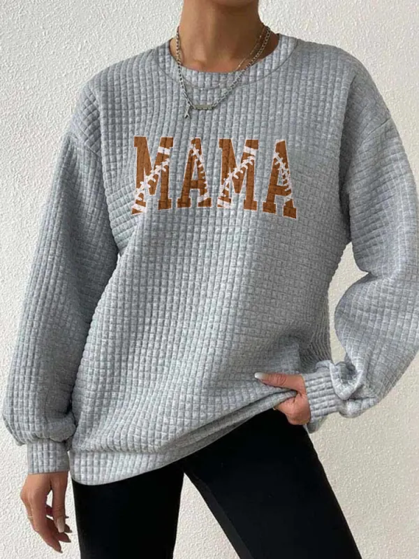Football Mama Crew Neck Long Sleeve Sweatshirts