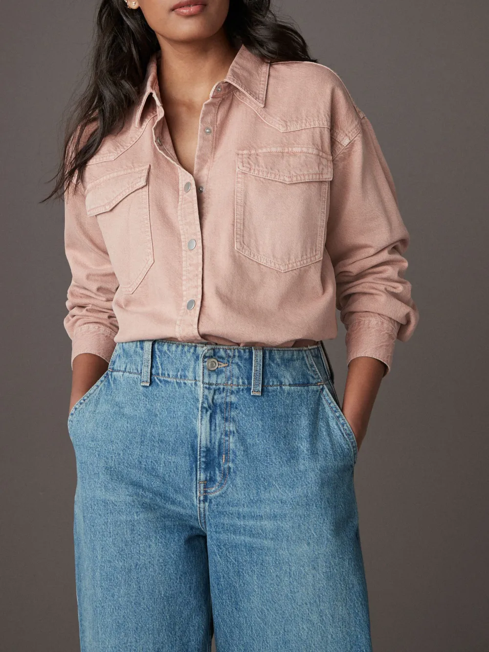 Loose Denim Casual Outing Office Shirt