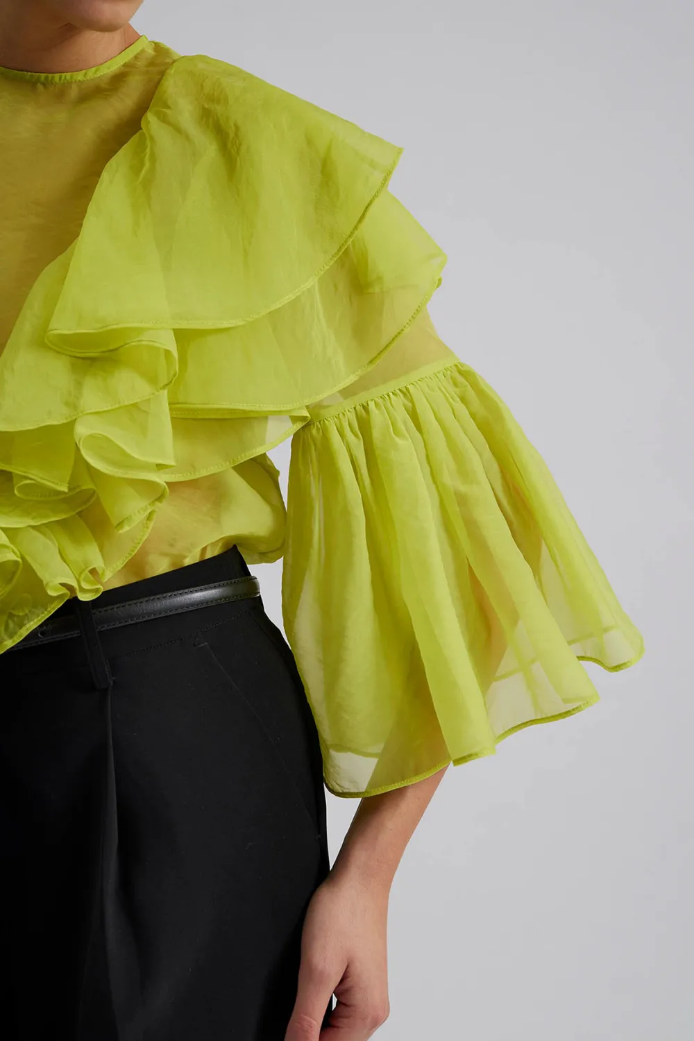 Sheer Ruffled Chiffon Blouse