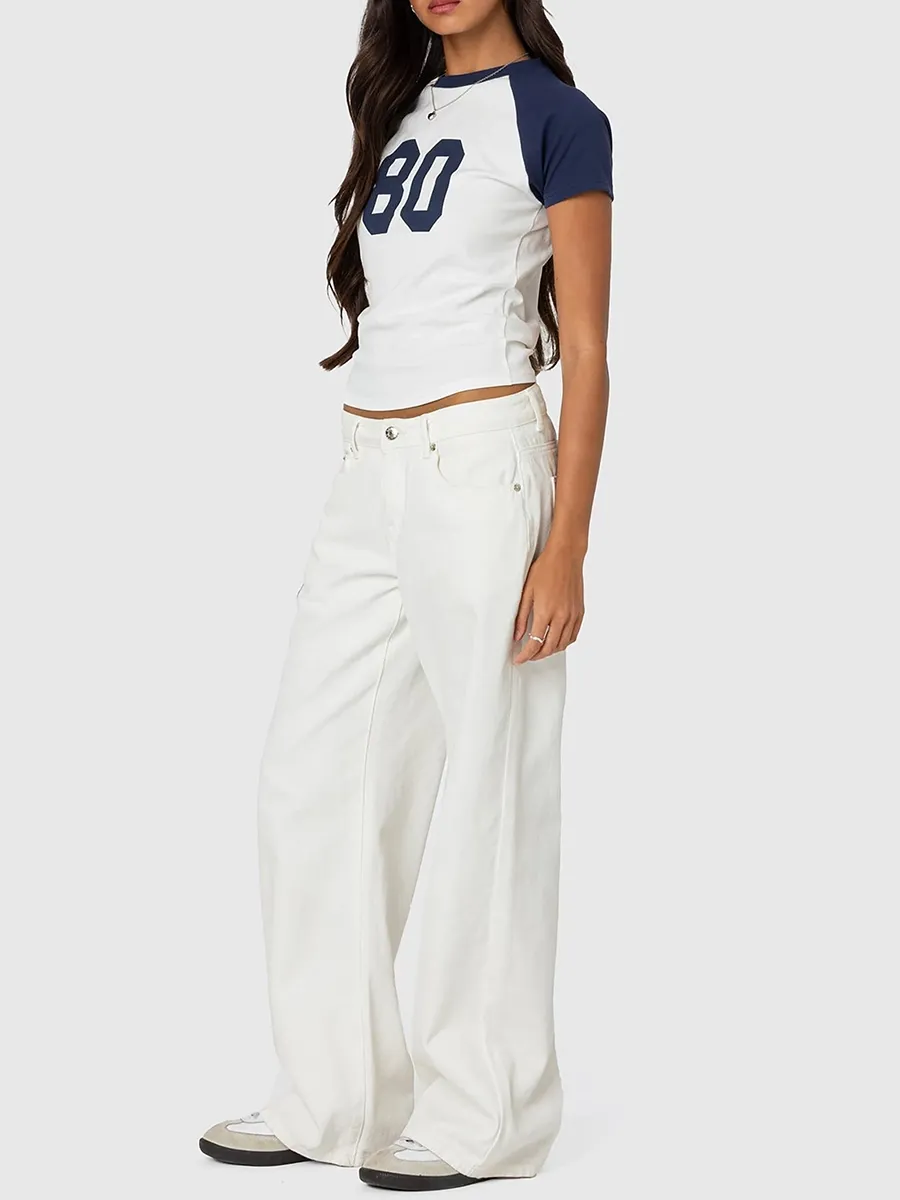 Lady 80 Printed Shoulder Sleeve T-Shirt