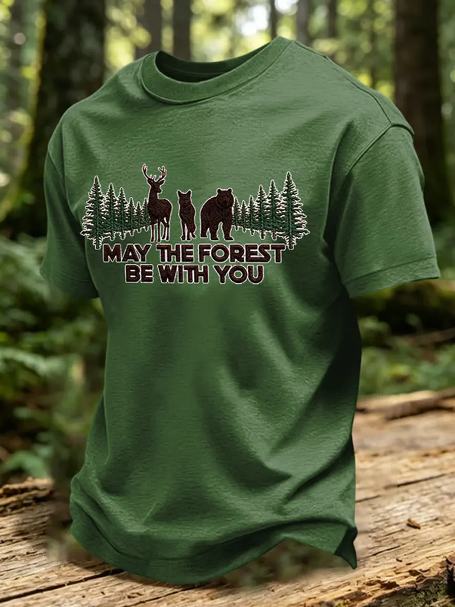 Men's May The Forest Be With You Printed Casual T-Shirt