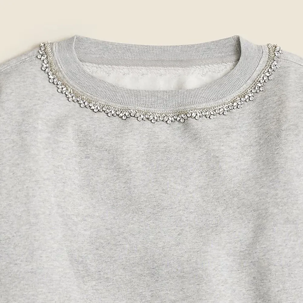 Fleece Crew Neck Sweatshirts with Embellishments