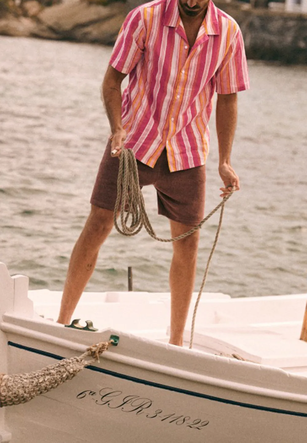  Shirt-Stripes Ecru Pink Orange