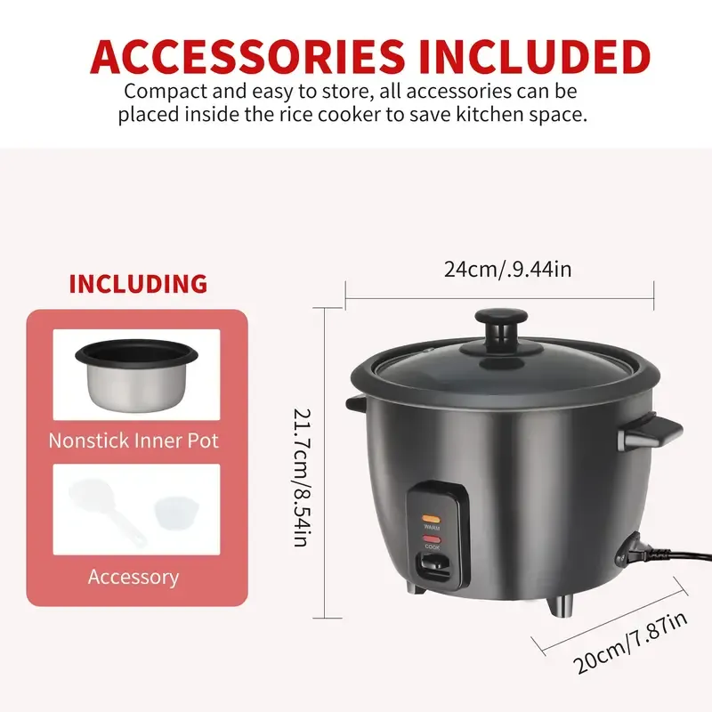 Black Versatile 6-Cup Rice Cooker