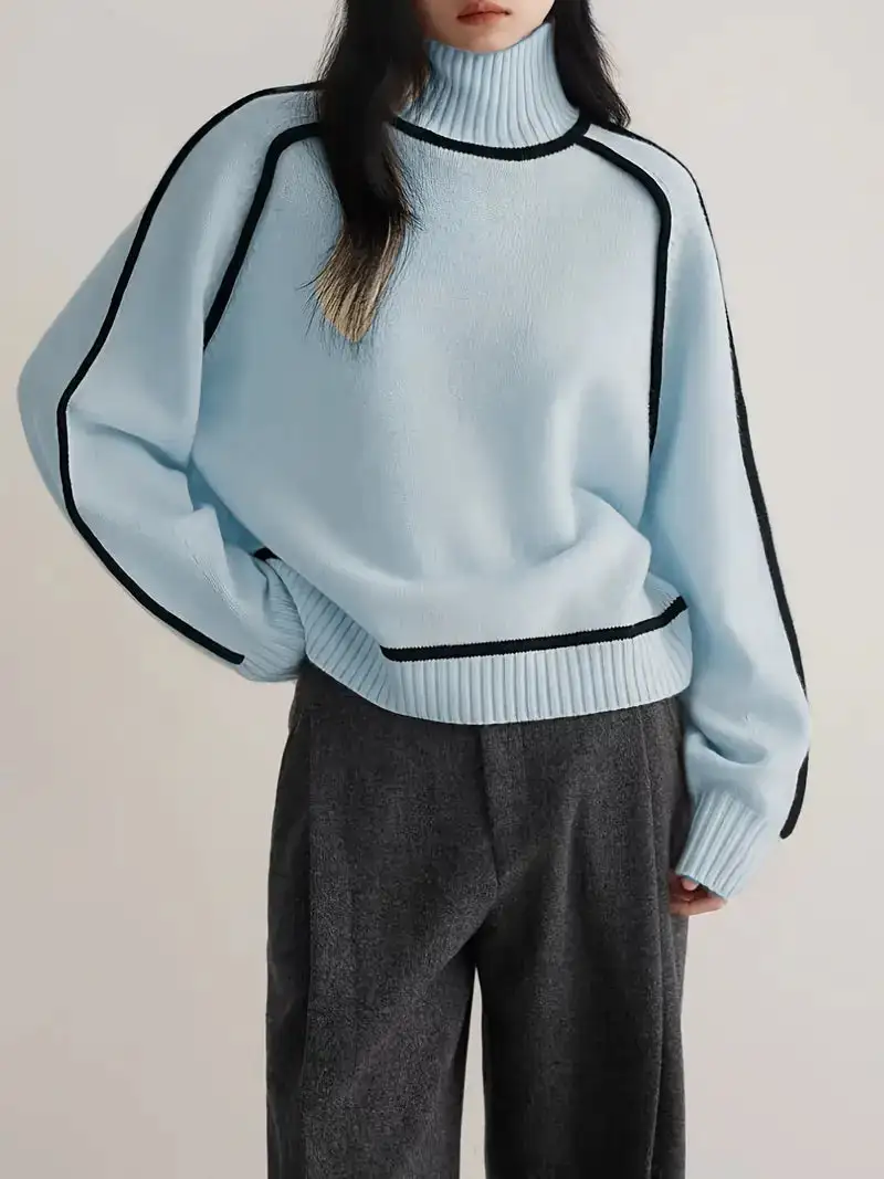 Oversized Turtleneck Knit Sweater