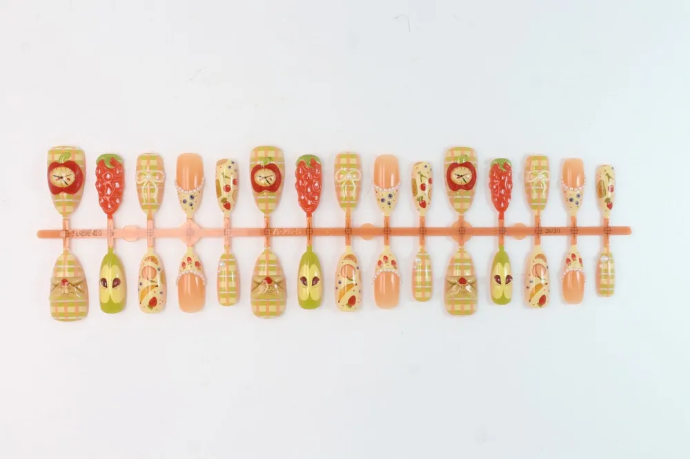 Nailhour Cute Fruits 3D Green 30Pcs Almond Press On Nails
