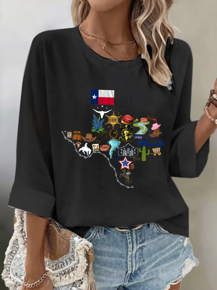 Women'S Texas Strong Simple Loose Breathable Round Neck T-Shirt