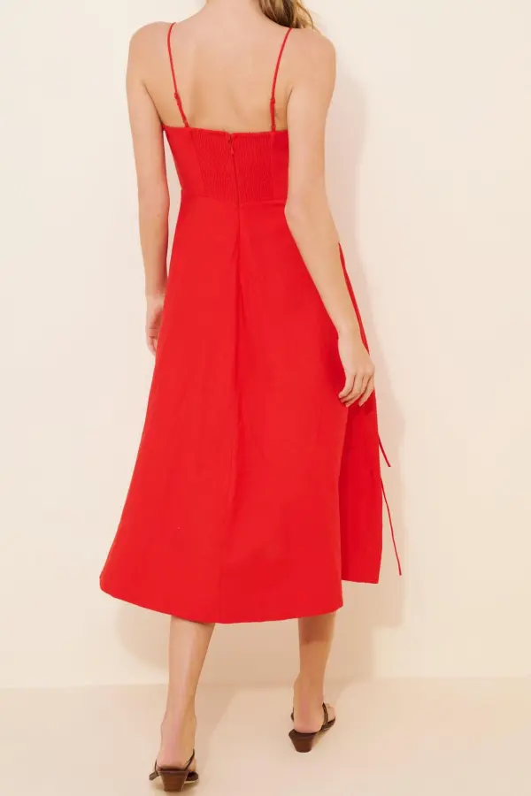 Garden Linen Blend Sleeveless Midi Dresses