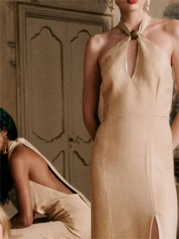 Elegant Halter Neck Midi Dresses