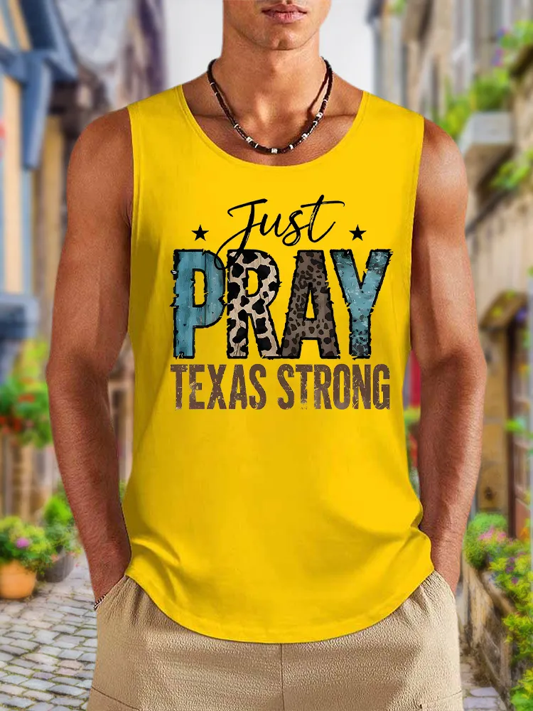 Men'S Simple Style JUST PRAY TEXAS STRONG Casual Crew Neck Vest