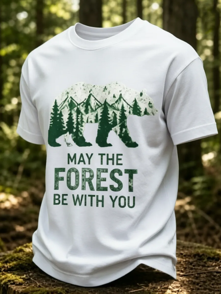 Men's May The Forest Be With You Printed Casual T-Shirt