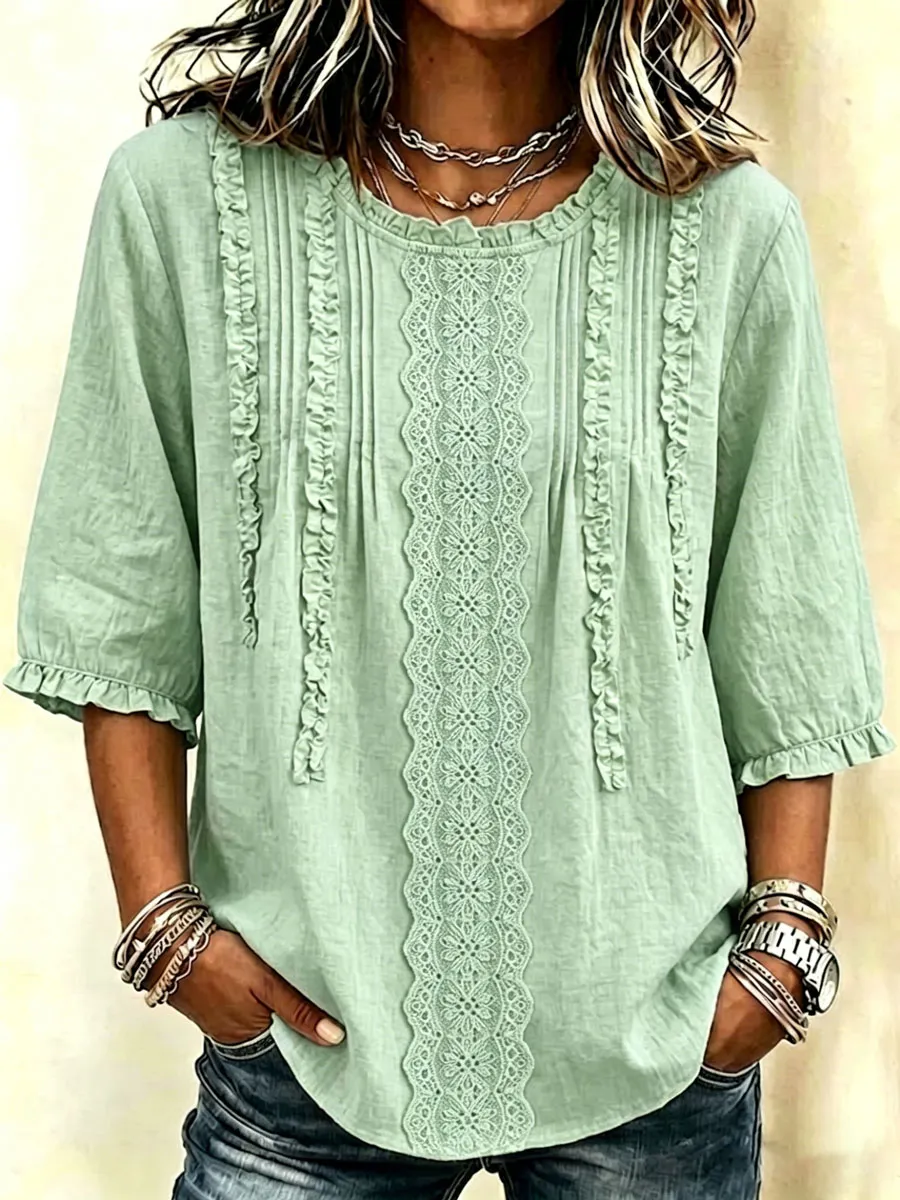 Women's Cotton And Linen  Art Print T-shirt