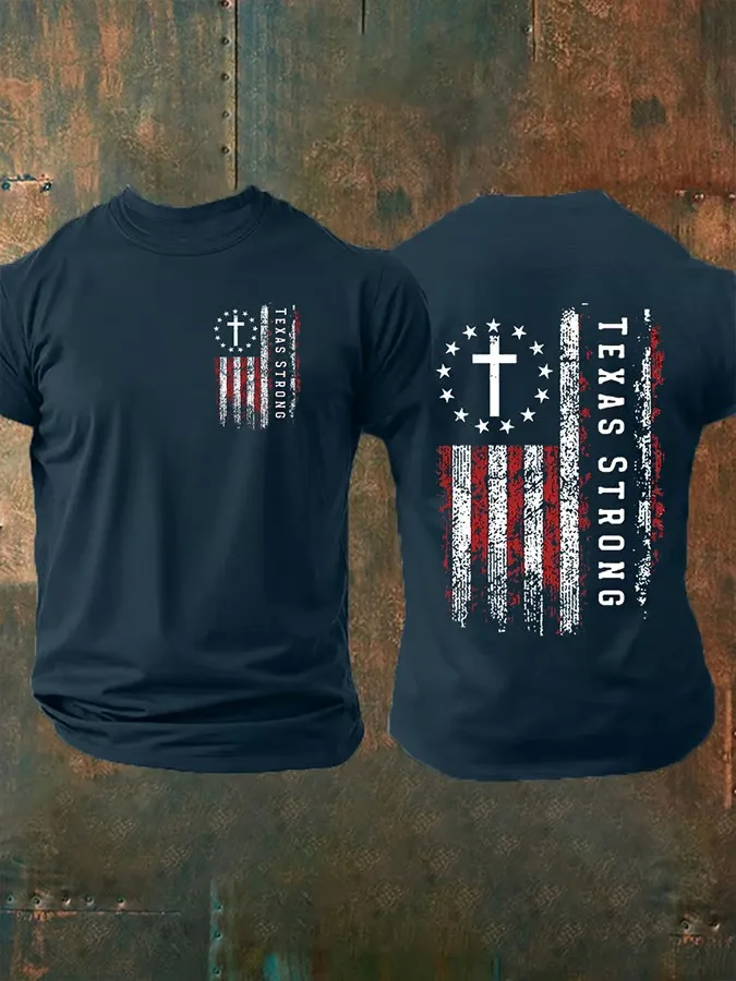 Men's Texas Strong Printed Round Neck T-Shirt