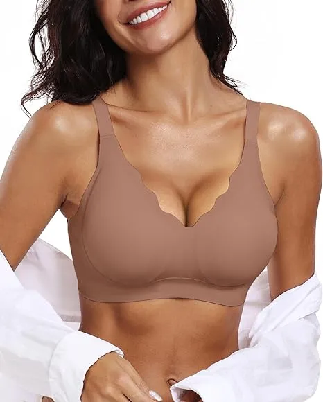 Scalloped Wireless Push Up Bra