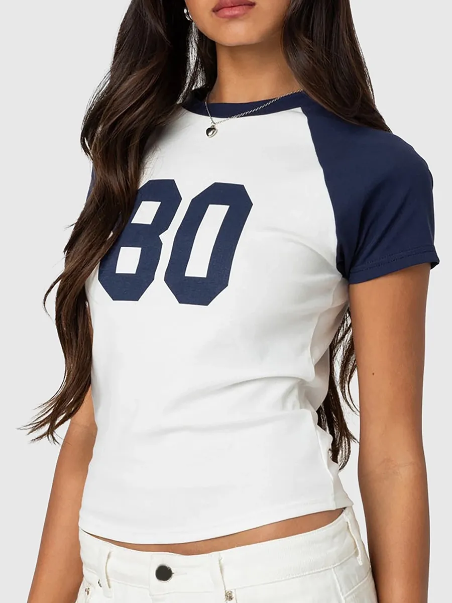 Lady 80 Printed Shoulder Sleeve T-Shirt
