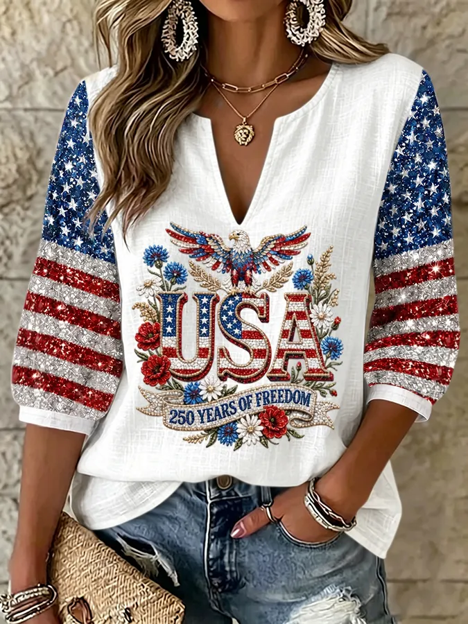 Women's 250th Anniversary Printed Casual Top