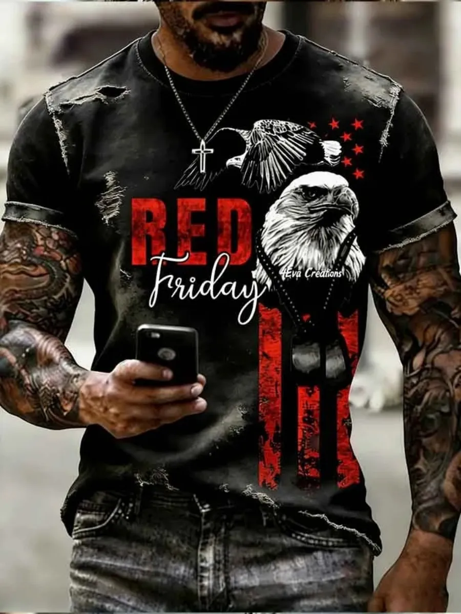 Men's Red Friday Print Short-Sleeve T-Shirt