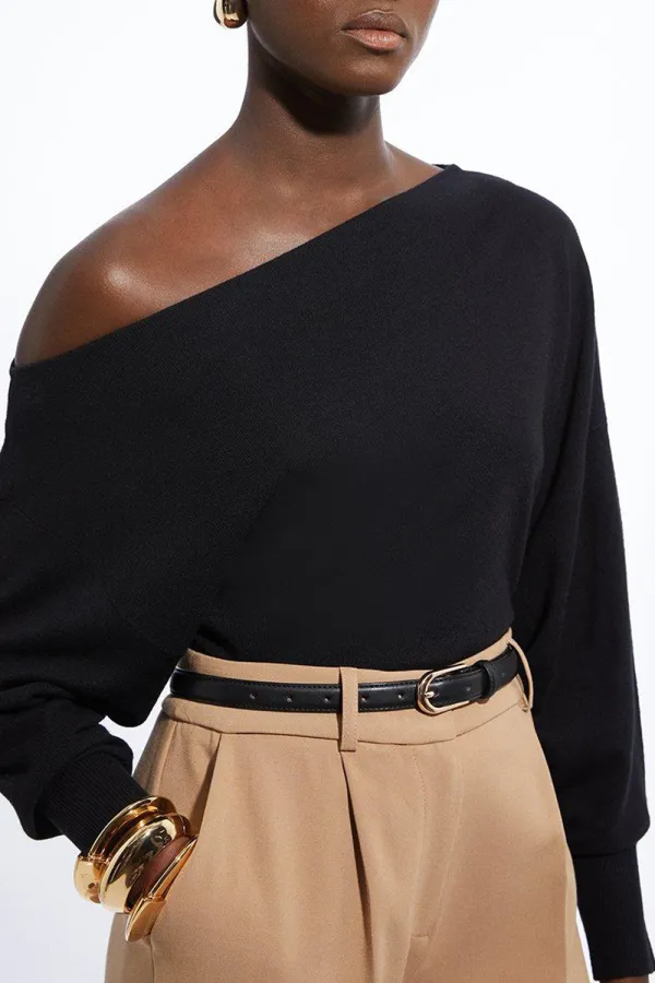 Cashmere Blend Off The Shoulder Knit Top