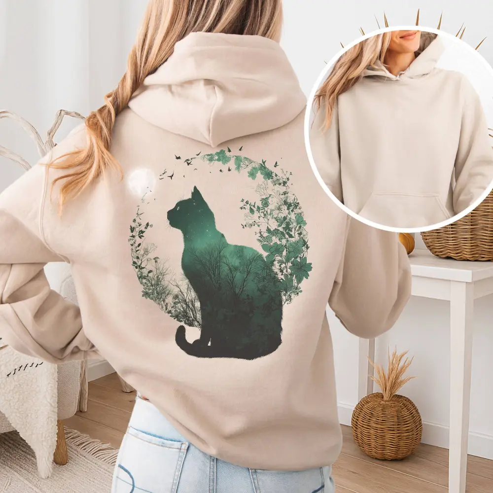 Midnight Cat In The Forest Hoodie