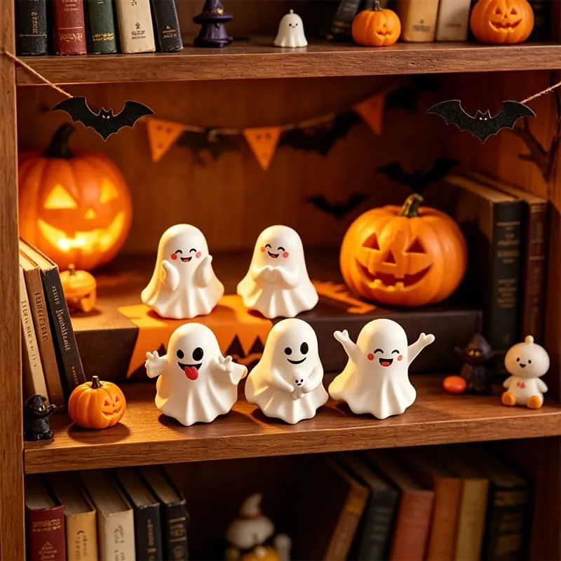 5Pcs Halloween Funny Ghost Figurines And Creative Desktop Decorations