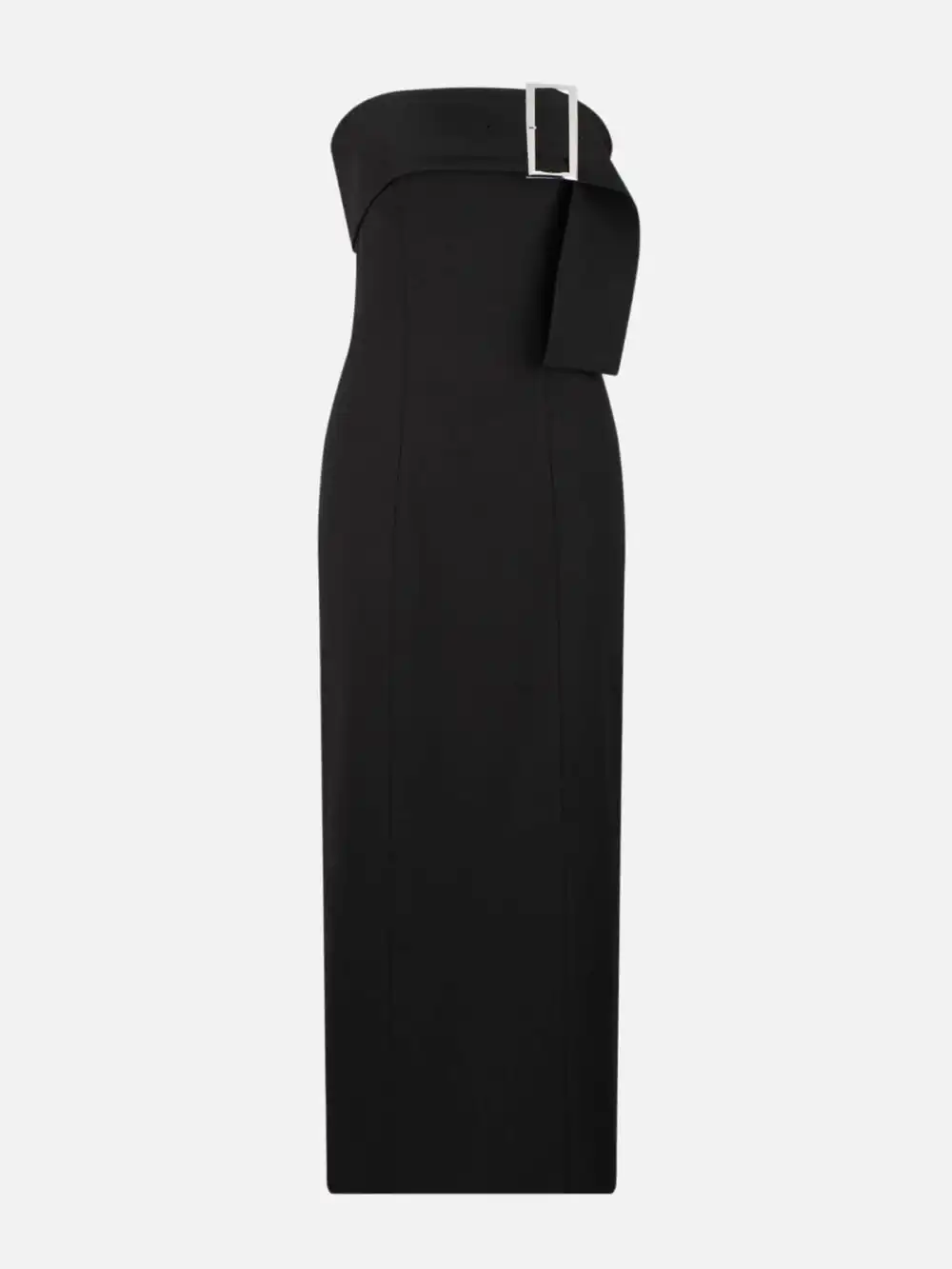 Metal Buckle Straight Neck Dress