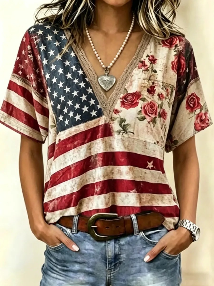 Ladies' Independence Day Printed T-shirt