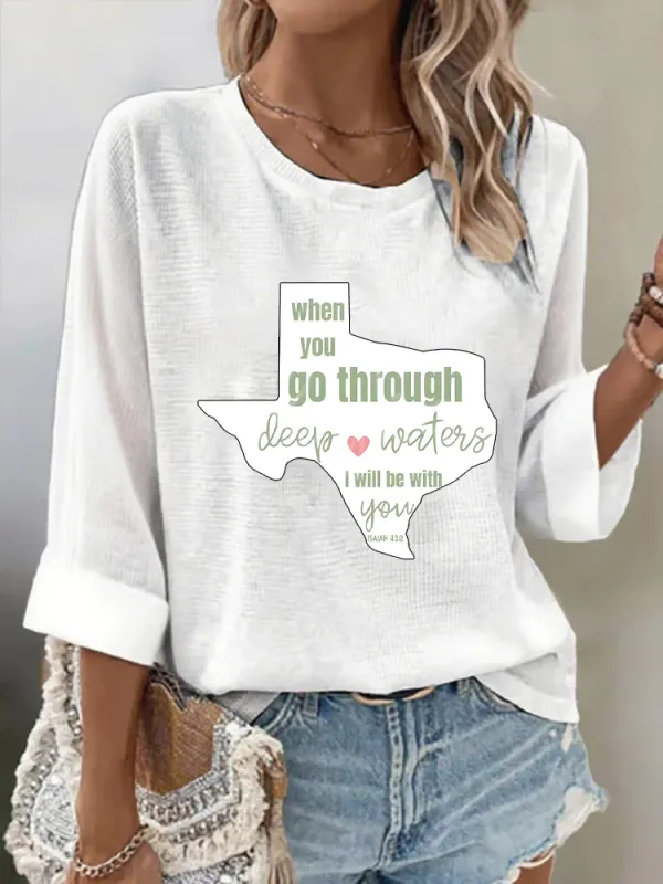 Women'S When You Go Through  Simple Loose Breathable Round Neck T-Shirt