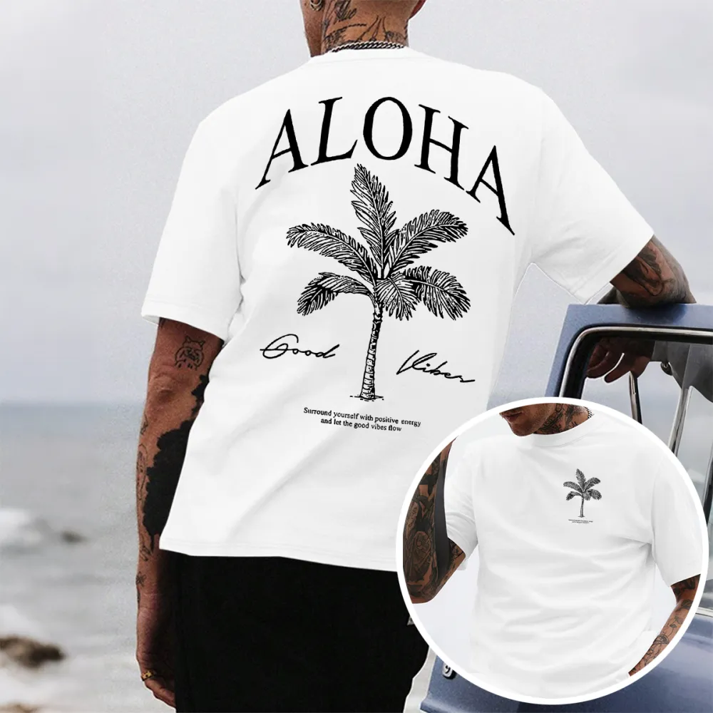 Coconut Tree Print Multi-Color Short Sleeves