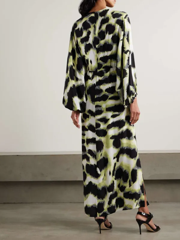 V-Neck Animal Print Maxi Dress