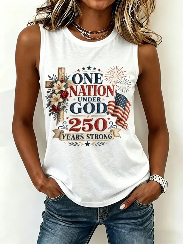 Women'S America Flag Printed Tank Top