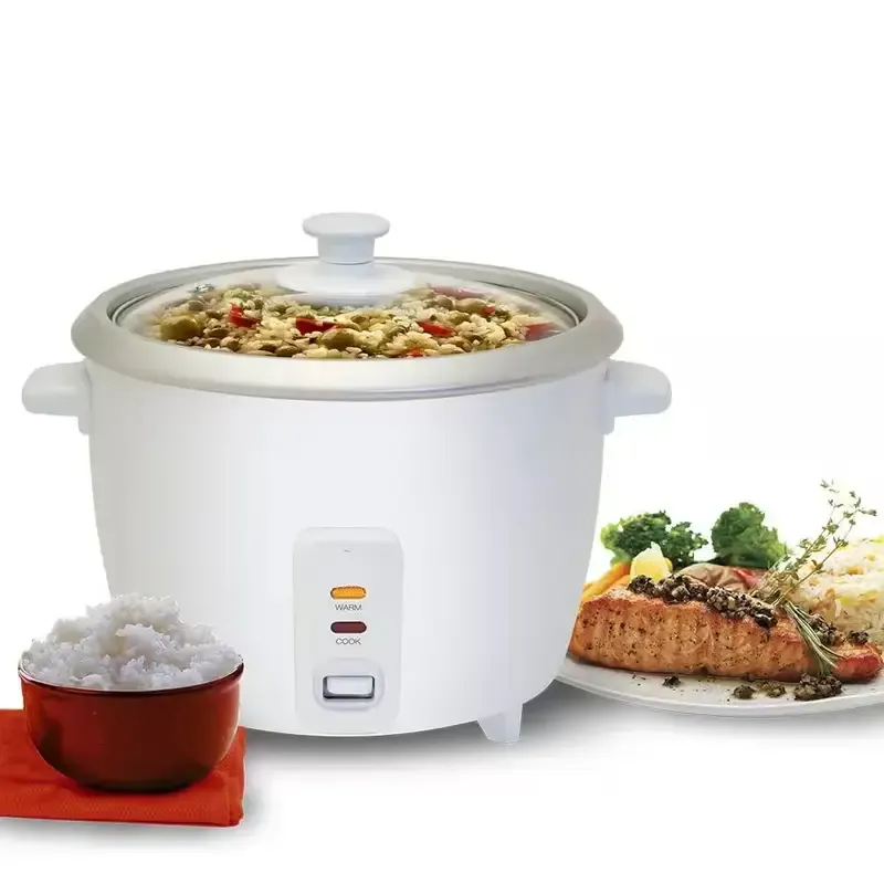 White 6-Cup Rice Cooker Featuring a Nonstick Inner Pot