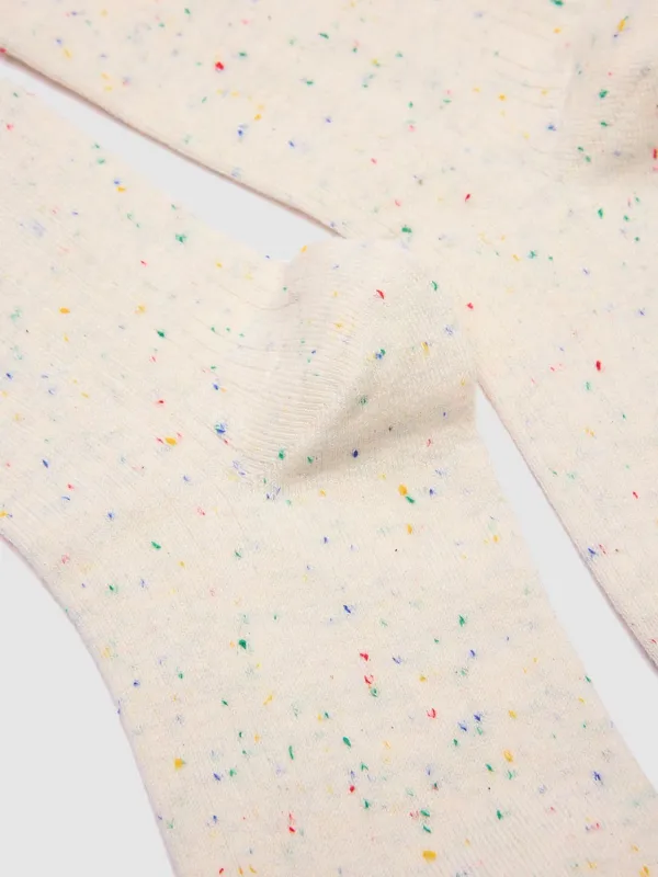 Confetti Print Ruffled Crew Socks