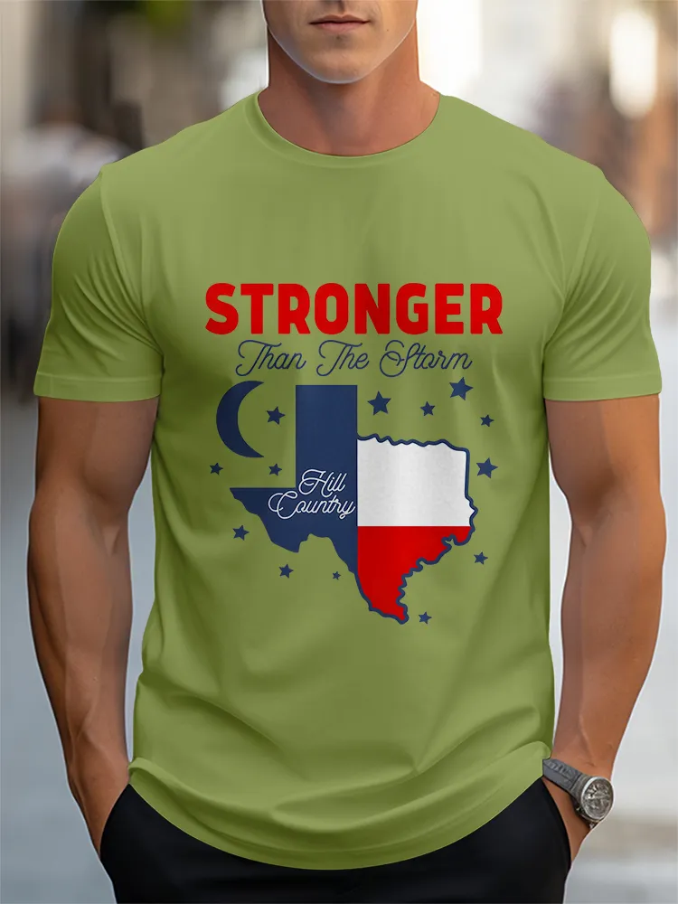 Men'S Casual Style STRONGER Than The Storm Round Neck Slim Fit T-Shirt