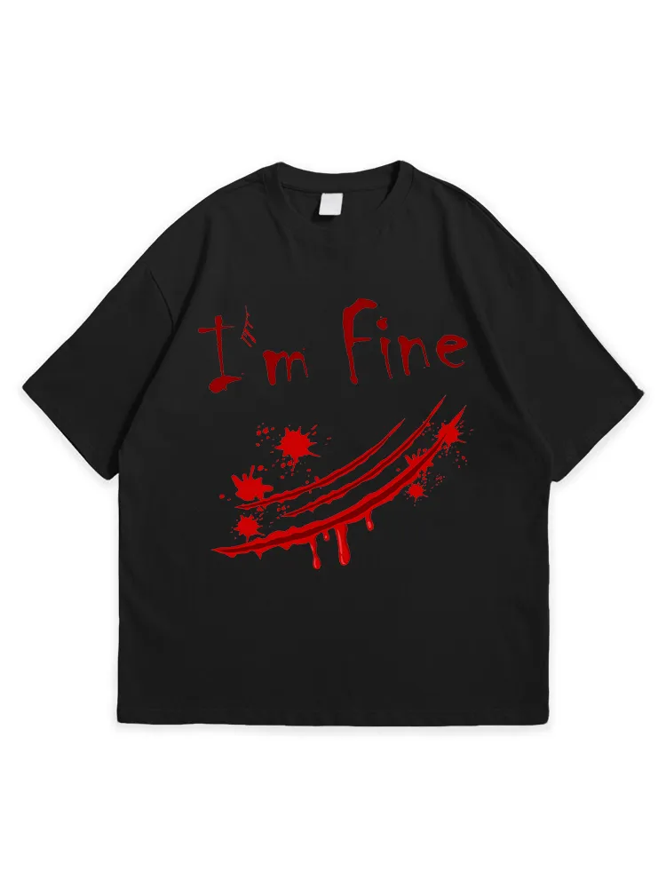 Men'S Halloween I'M FINE Comfortable Round Neck  T-Shirt