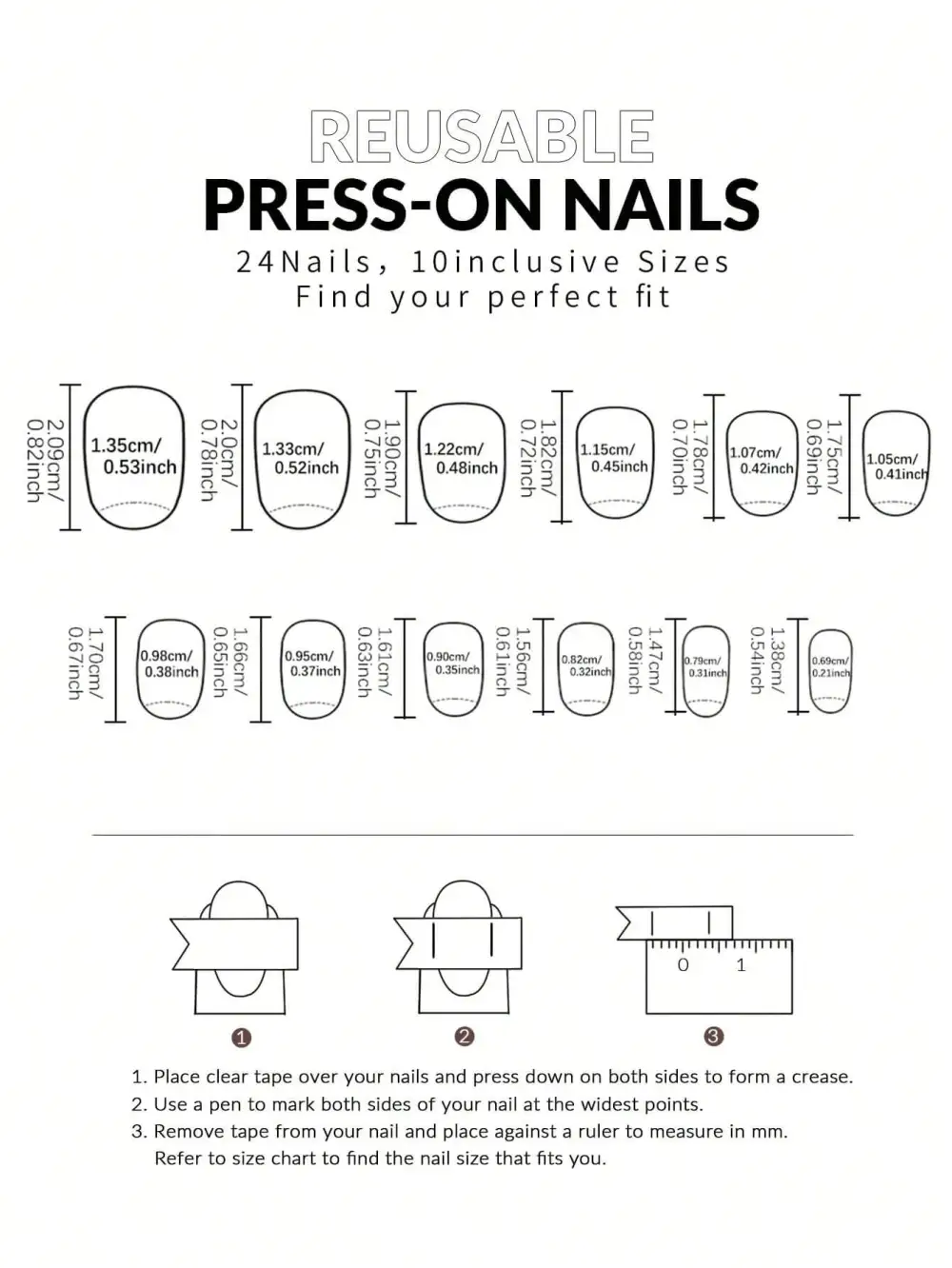 Nailhour 24Pcs 3D French Medium Almond Floral Press On Nails