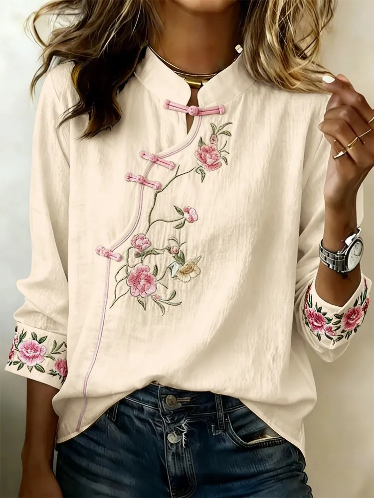 Women'S Casual Plant Flower Art Printed Top