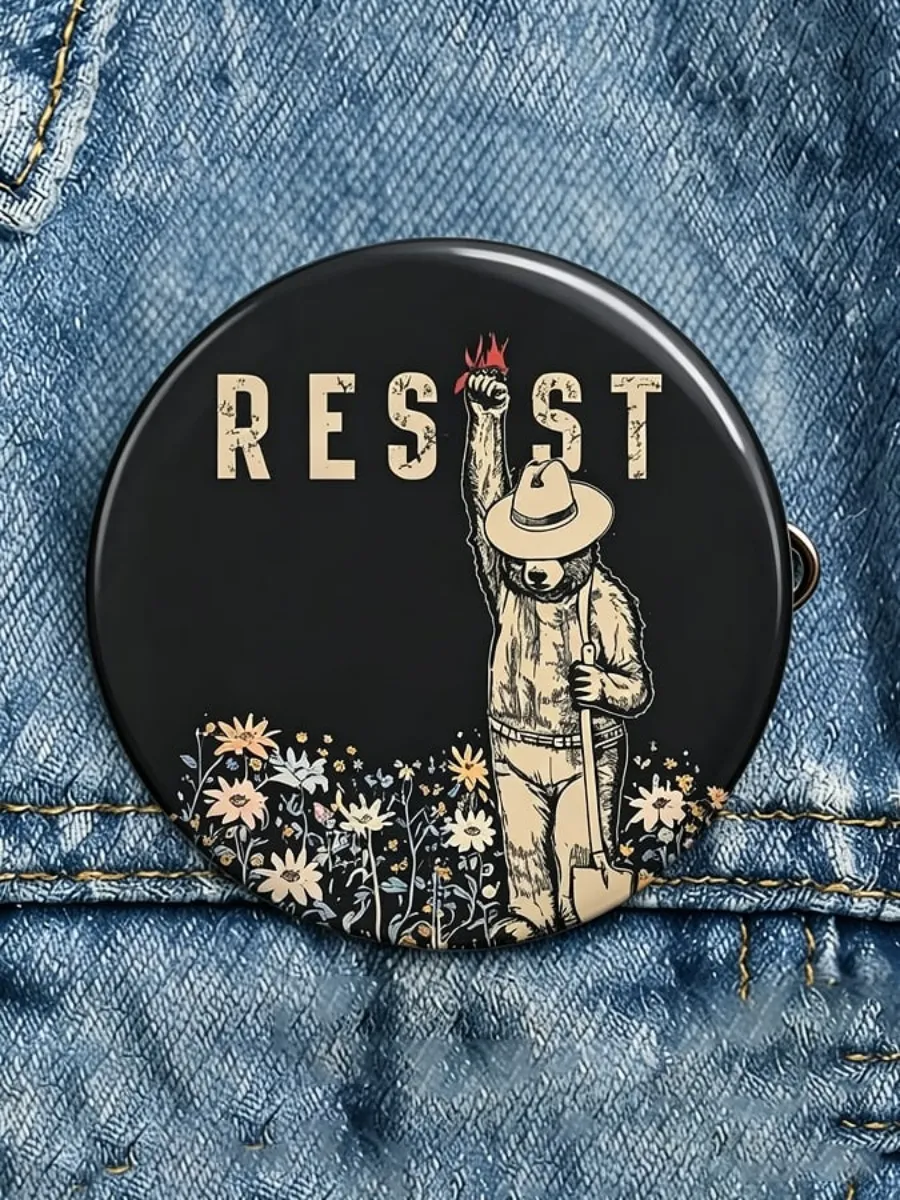 Resist Bear Print Pin